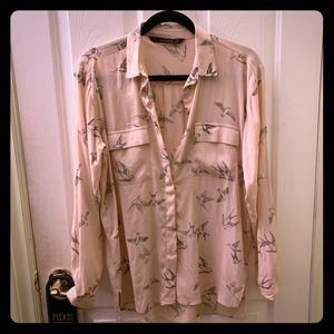 ZARA BASIC Pink Pattern Button Down